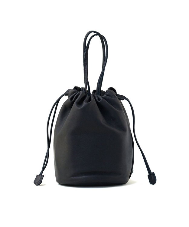 FOLNA RD ソフトレザー2WAY巾着ショルダーバッグ ブラック