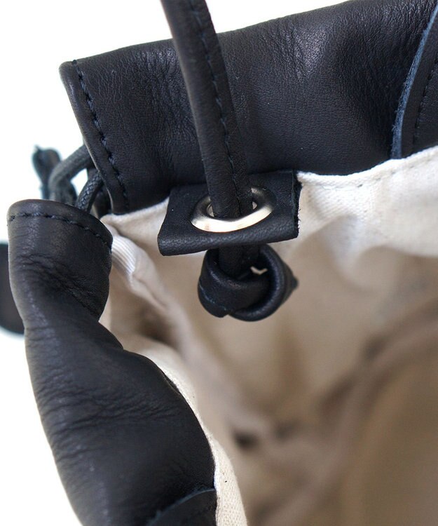 FOLNA RD ソフトレザー2WAY巾着ショルダーバッグ ブラック