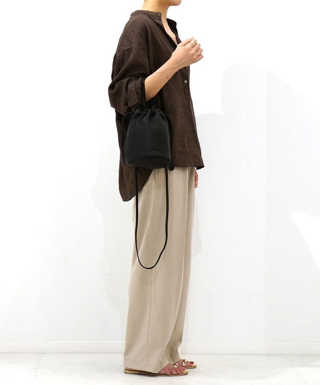 FOLNA RD ソフトレザー2WAY巾着ショルダーバッグ ブラック