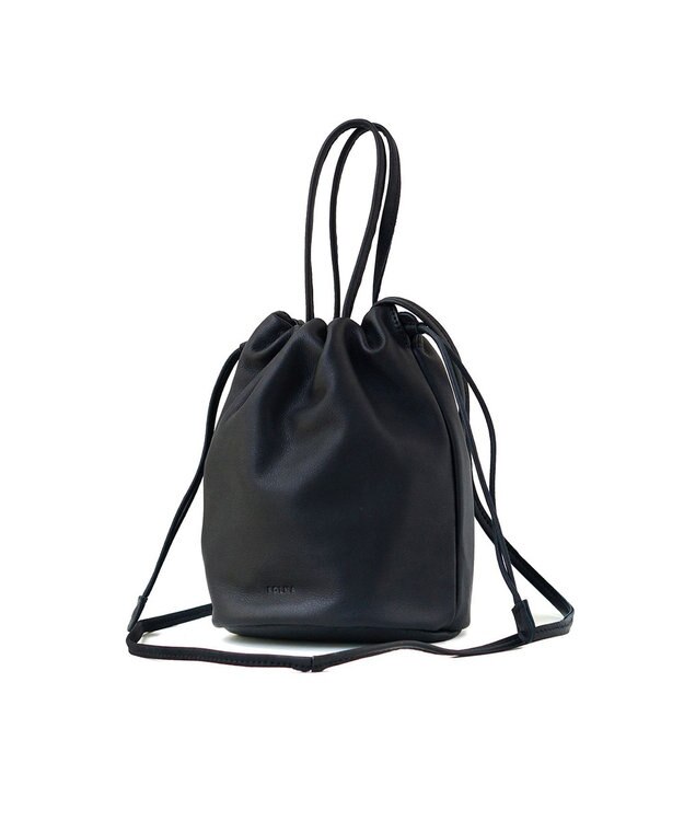 FOLNA RD ソフトレザー2WAY巾着ショルダーバッグ ブラック