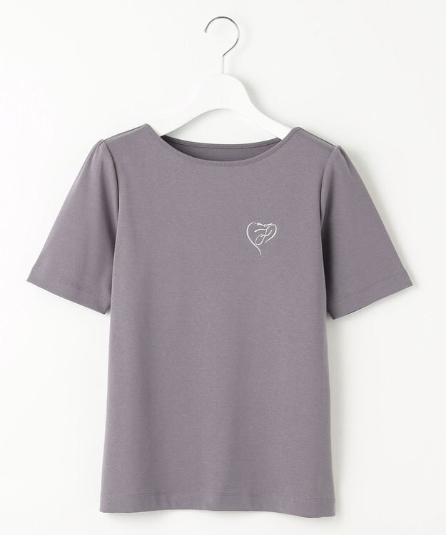 Feroux 【洗える】ワンポイント刺繍Tシャツ グレー系