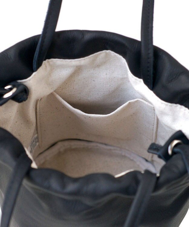 FOLNA RD ソフトレザー2WAY巾着ショルダーバッグ ブラック