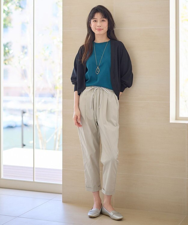 ANY 【洗濯機可/接触冷感/アンチピリング】シアーニットボレロカーディガン ブラック