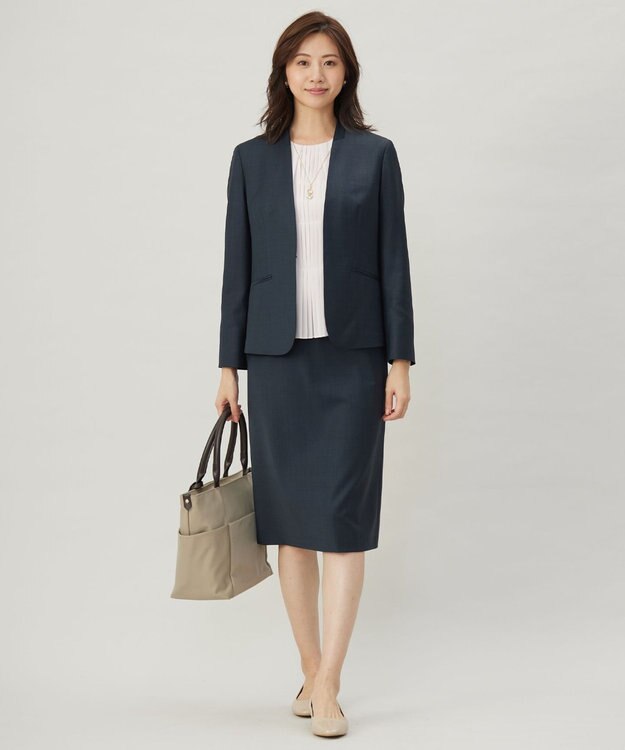 J.PRESS LADIES L 【セットアップ対応】BAHARIYE スカート ネイビーピンヘッド系