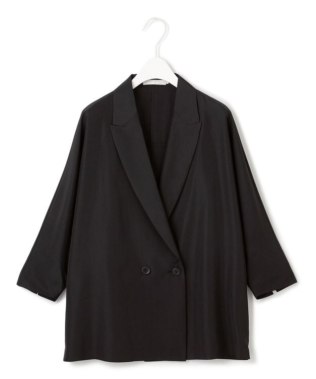 ICB 【接触冷感・UVケア・速乾・洗える】シルクエステルタフタ ブラウスジャケット ブラック系