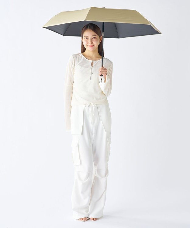 MOONBAT 【遮光100％/超軽量/自動開閉】マジで軽い傘 晴雨兼用 折りたたみ日傘 58cm マジカルテックプロテクション ベージュ