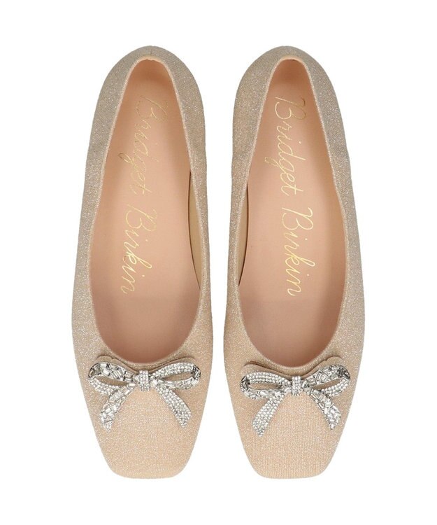 Bridget Birkin 【Bridget Birkin】ビジューリボンラメパンプス ゴールド雑材