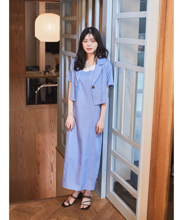 earth music&ecology リサイクルポリエステルブレンドキャミワンピース Sax