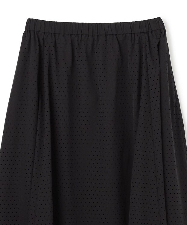 UNFILO L 【セットアップ着用可/ウエストゴム】FINE MOVE パンチング ドット スカート ブラック
