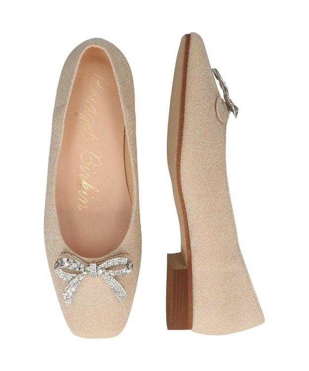 Bridget Birkin 【Bridget Birkin】ビジューリボンラメパンプス ゴールド雑材