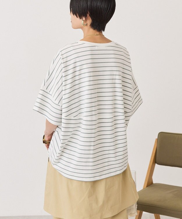 AMERICAN HOLIC 【先行予約】ボーダーコクーンプルオーバー Grayish Khaki