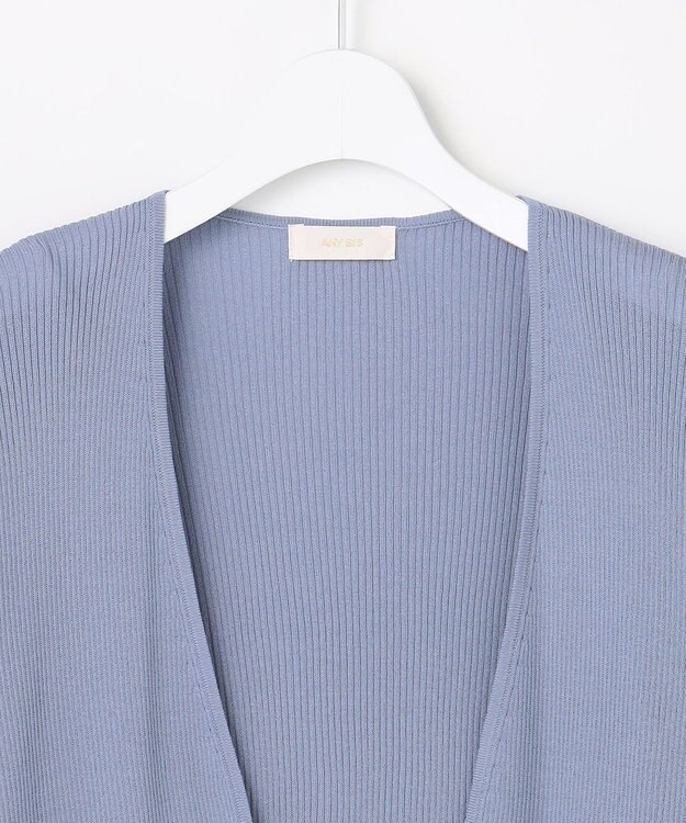 ANY SIS リブショートレングス カーディガン ブルー