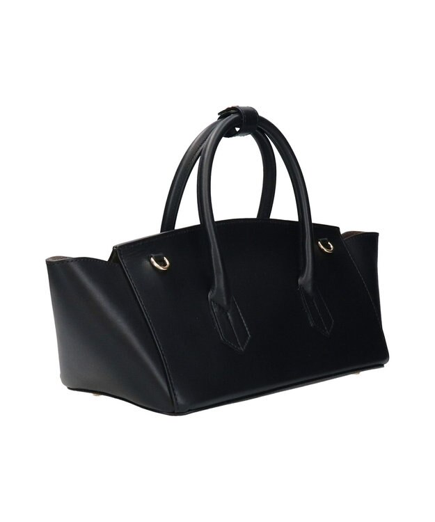 INTER-CHAUSSURES 【CHRISTIAN VILLA】レザーワイドハンドバッグ ブラック