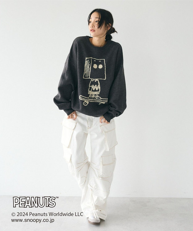 CRAFT STANDARD BOUTIQUE 【PEANUTS】クルーネックニット Black