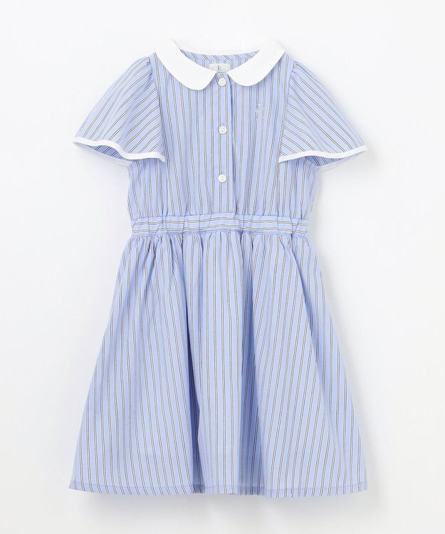 組曲 KIDS 【110-140㎝】サマーストライプ ワンピース サックスブルー系1