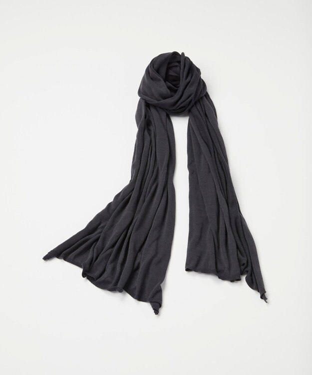 TOQUE 〈大草直子さんアドバイザー〉ウォッシャブルシルク×コットン大判ニット ストール チャコールグレー