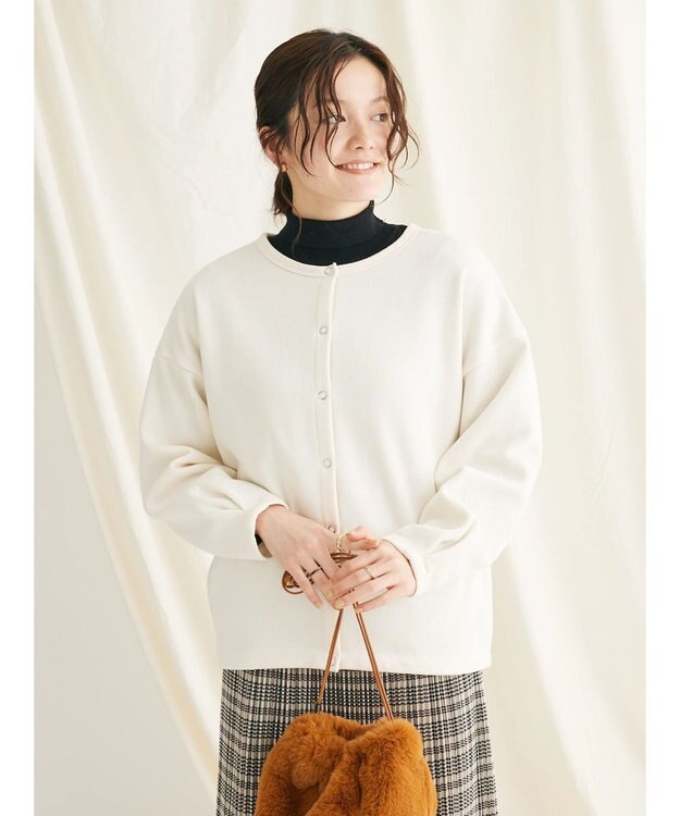 CRAFT STANDARD BOUTIQUE 裏起毛リングドットカーディガン Ivory