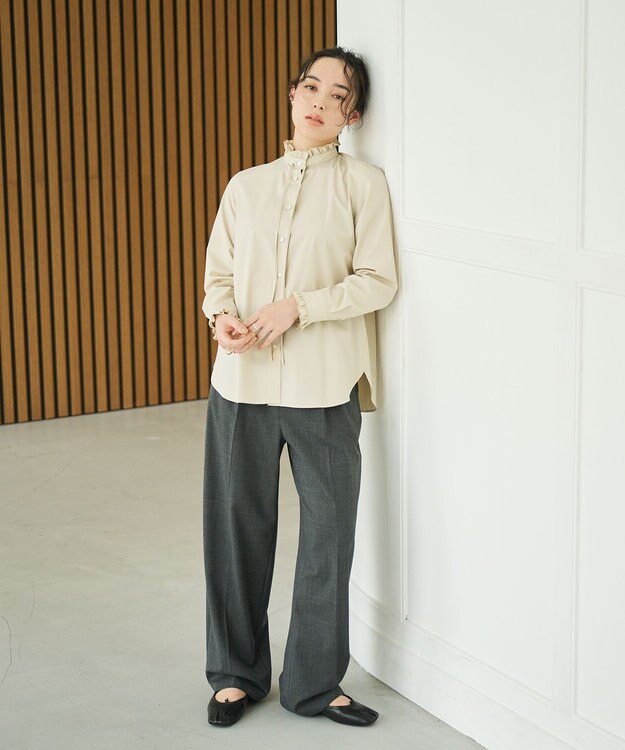 #Newans 【ANSWER for ファッショニスタ 】ウエスト調整可ワイドパンツ チャコールグレー系