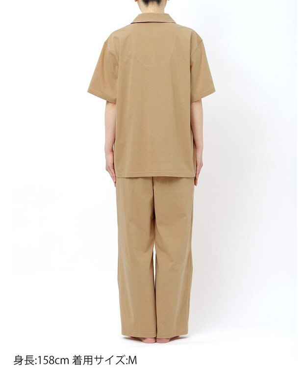 une nana cool 【綿100%】70/2 天竺 半袖開襟パジャマ MADE WITH LIBERTY FABRIC タン