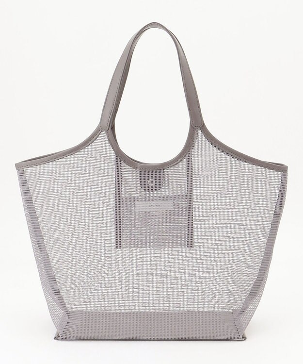 ANY ギンガムチェック巾着付メッシュトートバッグ グレー