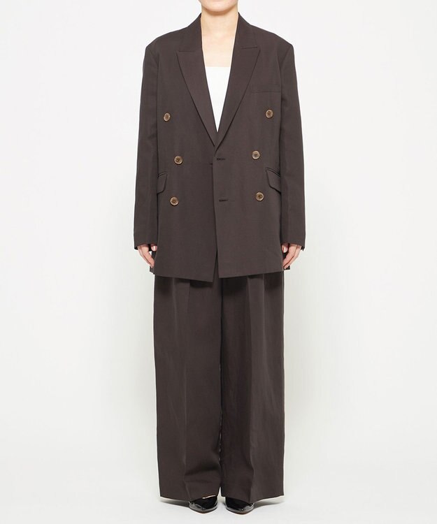 uncrave テンセルライトリネン ワイドパンツ ブラウングレー