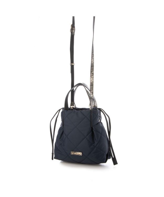 LA BAGAGERIE ドローストリング×キルト2WAYトート SSサイズ ネイビー