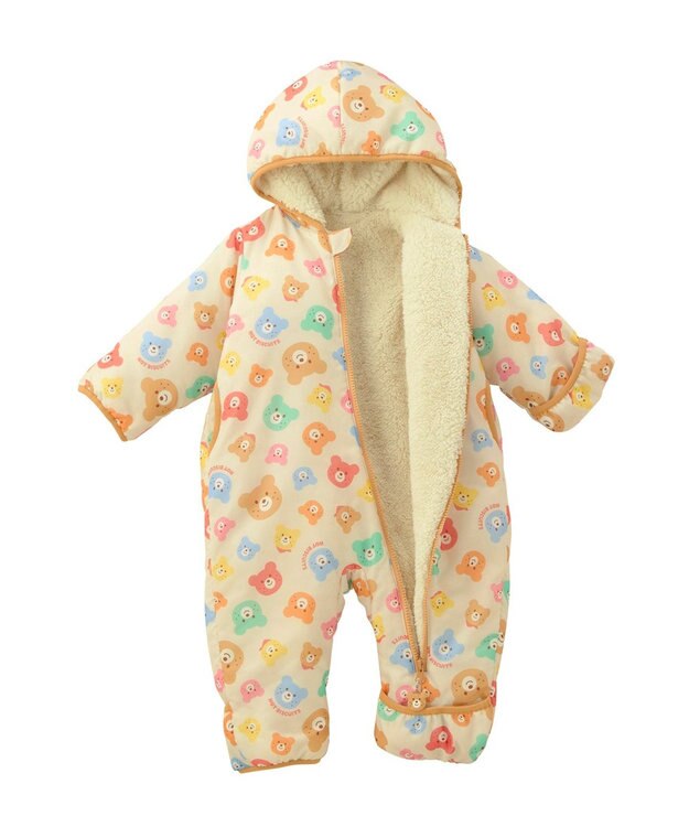 MIKI HOUSE HOT BISCUITS 【70-100cm】 カラフルビーンズ 総柄中綿ジャンプスーツ マルチカラー