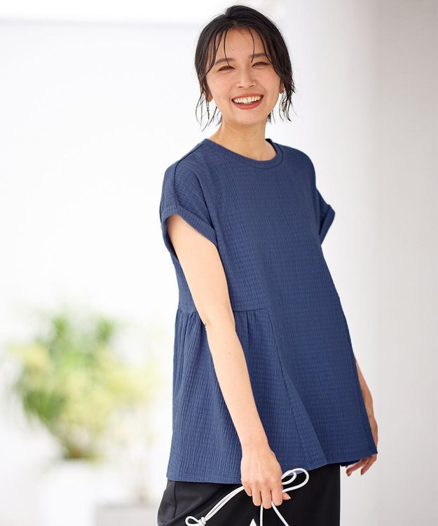 ANY L フクレジャージチュニック ブルー