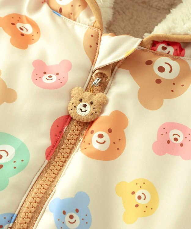 MIKI HOUSE HOT BISCUITS 【70-100cm】 カラフルビーンズ 総柄中綿ジャンプスーツ マルチカラー