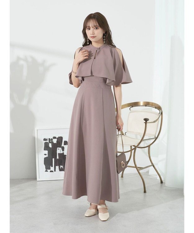 earth music&ecology ＳＥＴ２点ケープ＋キャミワンピース Mocha
