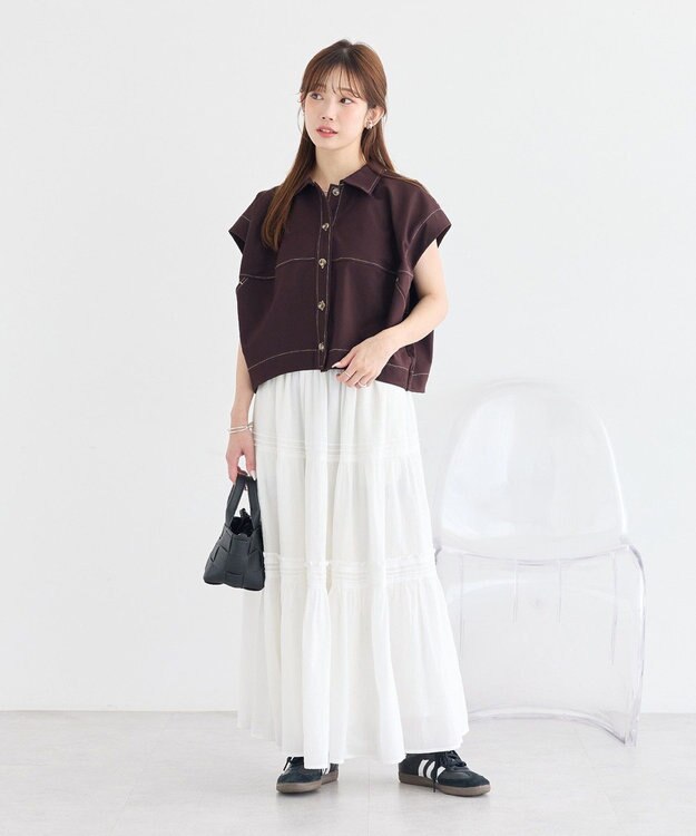 earth music&ecology コクーンフォルムシャツ Brown