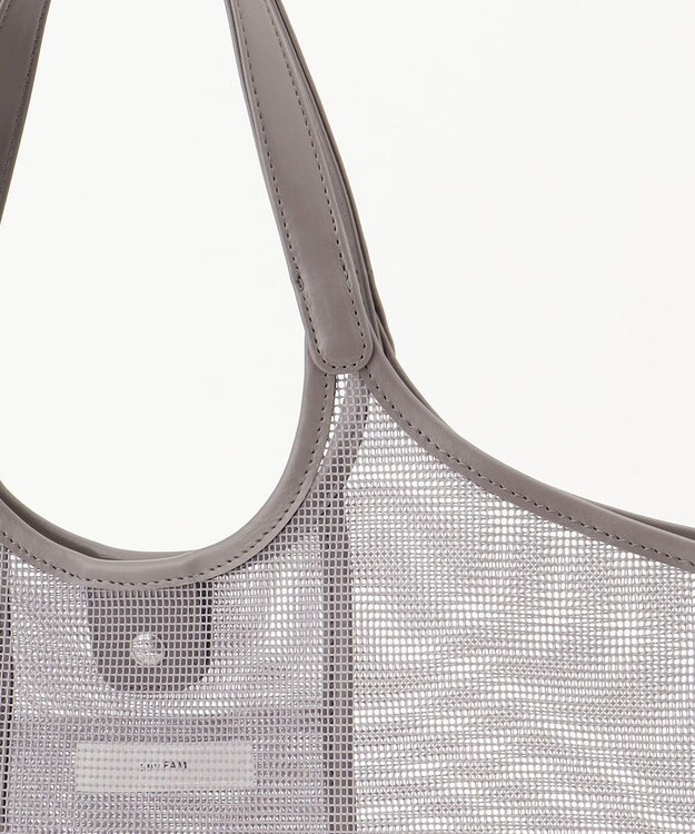 ANY ギンガムチェック巾着付メッシュトートバッグ グレー