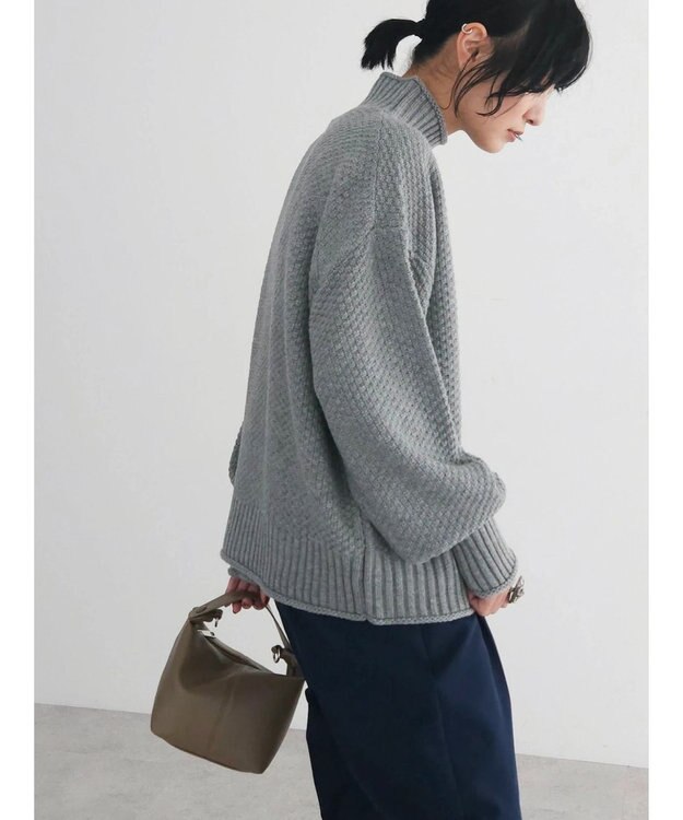 Green Parks 洗える　カノコ編みニットプルオーバー Gray Mixture