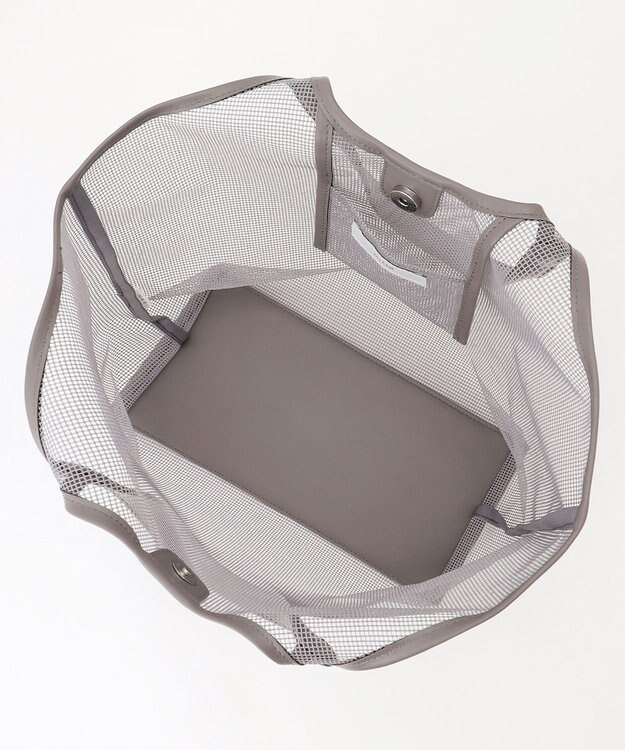 ANY ギンガムチェック巾着付メッシュトートバッグ グレー