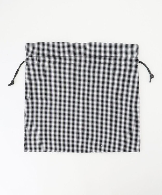 ANY ギンガムチェック巾着付メッシュトートバッグ グレー