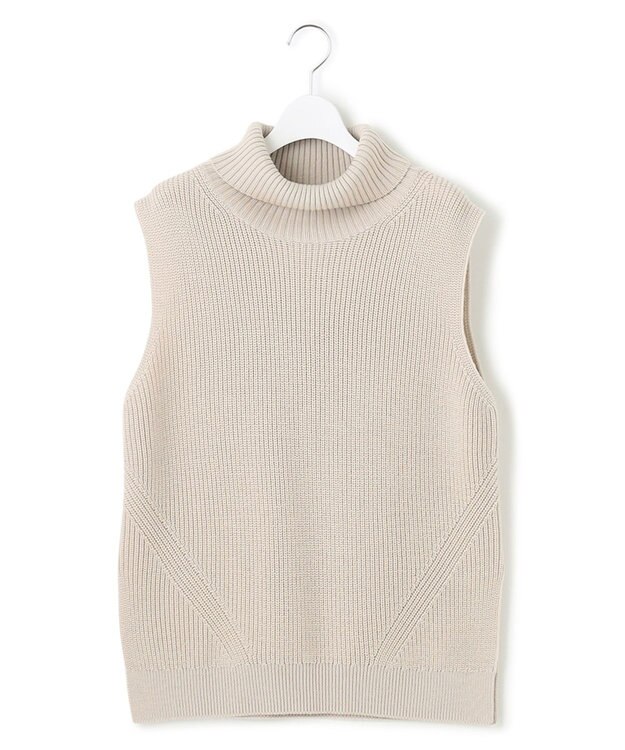 23区 【洗える】ウールコード タートルネック ニットベスト ベージュ系