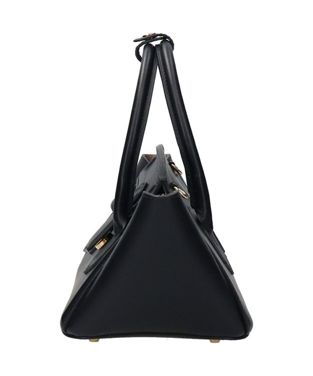 INTER-CHAUSSURES 【CHRISTIAN VILLA】レザーワイドハンドバッグ ブラック