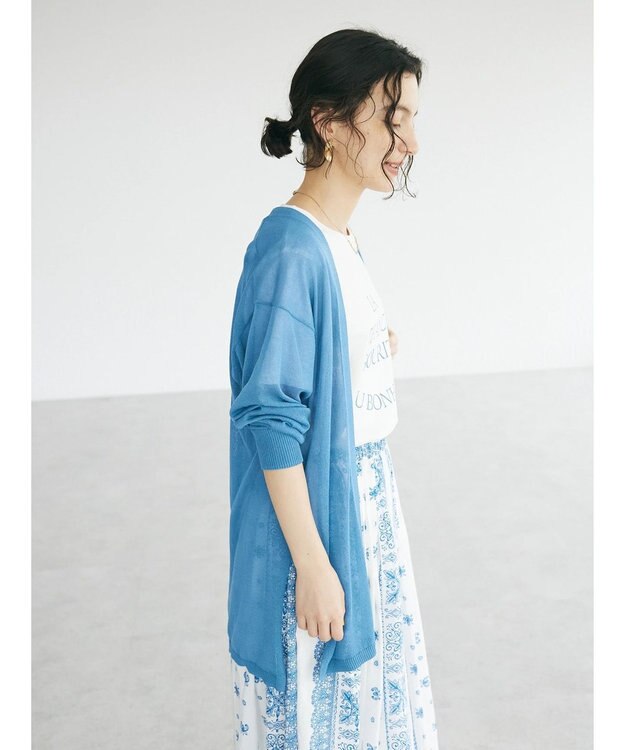 CRAFT STANDARD BOUTIQUE シアーニットトッパーカーディガン Blue