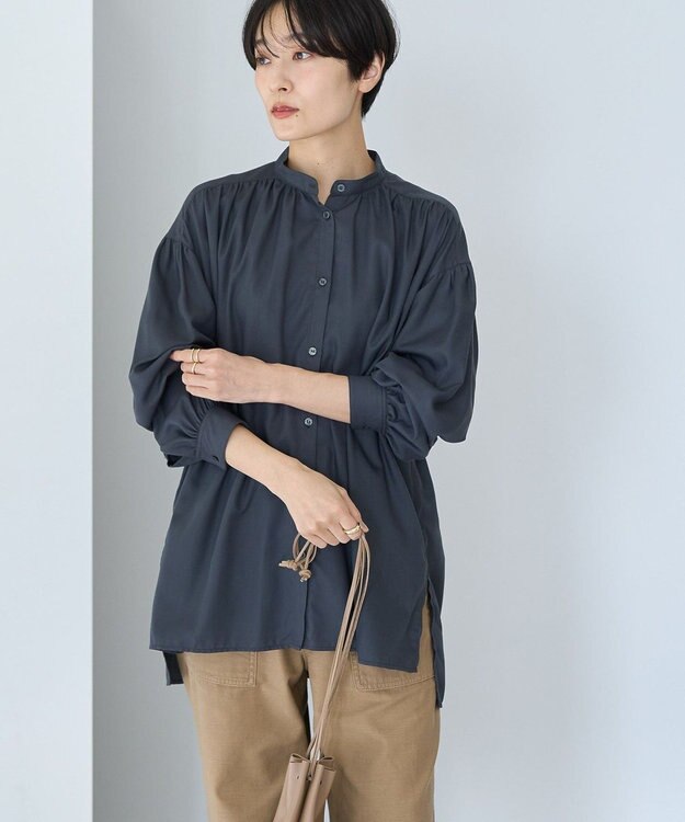 AMERICAN HOLIC ＳＥＴ　イージーケアギャザーシャツ＋ニットベスト Black