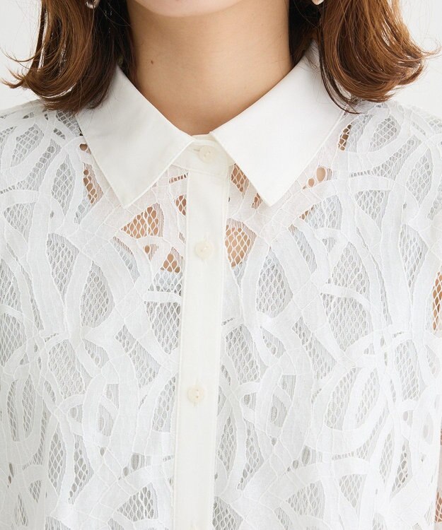 Green Parks ・ＥＬＥＮＣＡＲＥ　ＤＵＥ　総レースブラウス Sax