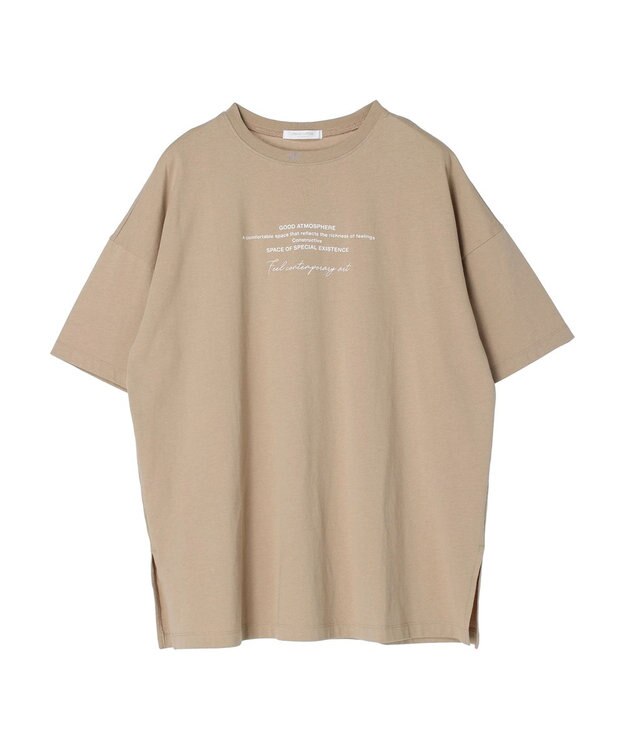 Green Parks バックフォトプリント半袖チュニック Light Beige