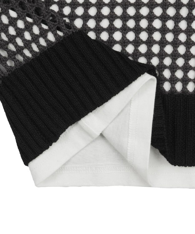 WEGO 【３点SET】アンサンブルメッシュニットプルオーバー（SS） ブラックボーダー