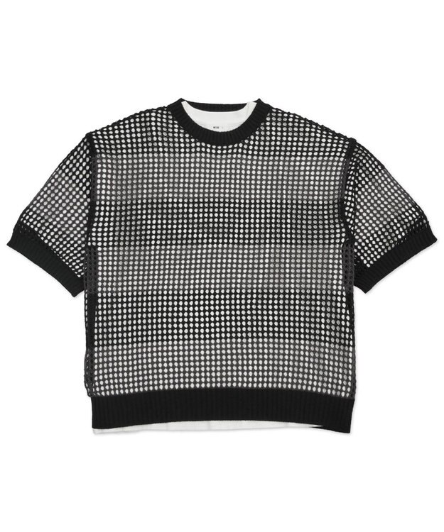WEGO 【３点SET】アンサンブルメッシュニットプルオーバー（SS） ブラックボーダー