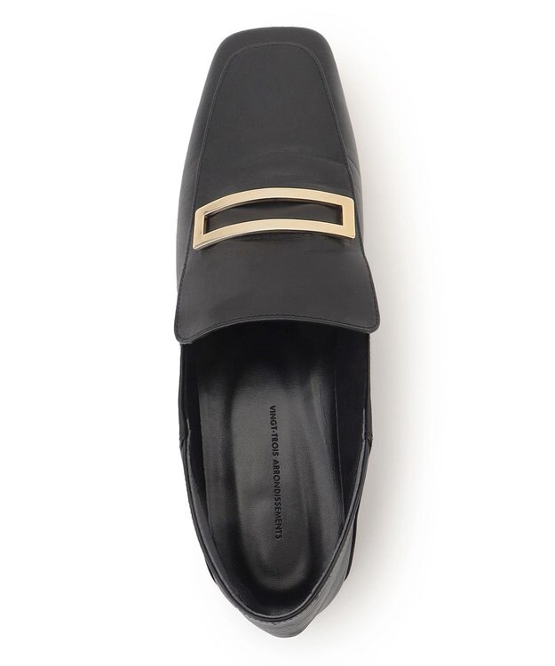 23区 スクエアトゥ ローファー ブラック系