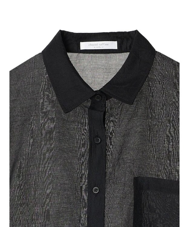 Green Parks シアー裾ドロストシャツ Black