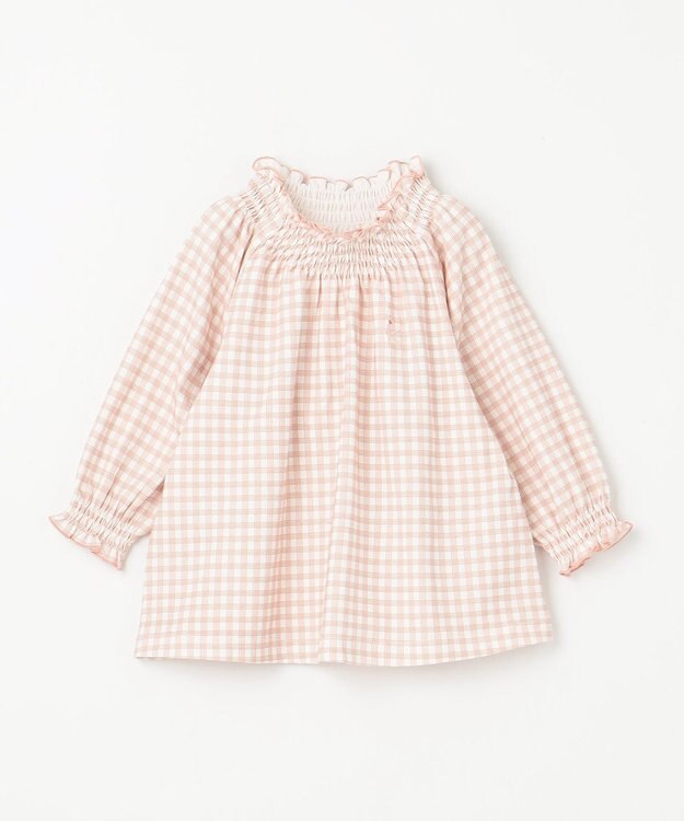 組曲 KIDS 【80-100㎝】シャーリングチェック トップス ピンクベージュ系5