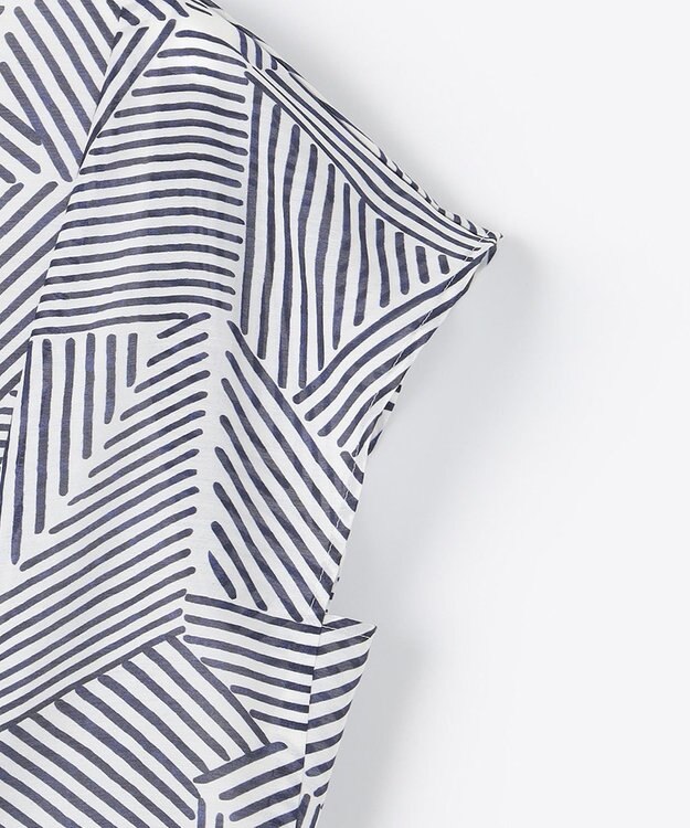 自由区 【洗える・XSサイズあり】モザイクラインプリント ワンピース ネイビー系6