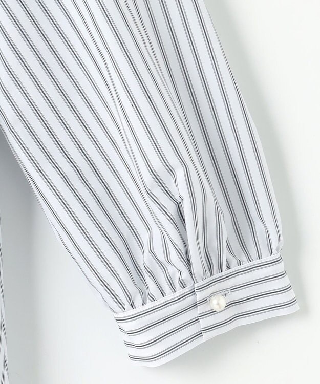 ANY SIS 【洗える】タックペプラムシャツ ブラウス オフストライプ