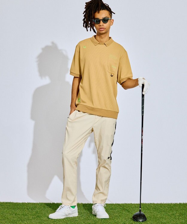 PW CIRCULUS 【撥水加工/ ストレッチ】【MEN】ベンチレーション テーパードパンツ ゴルフ アイボリー系