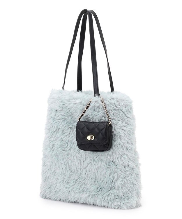 23区 フェイクファー トートバッグ サックスブルー系